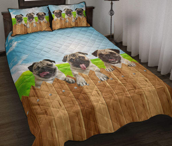 Pug Fence - Bed Set - Love Quilt Bedding Set