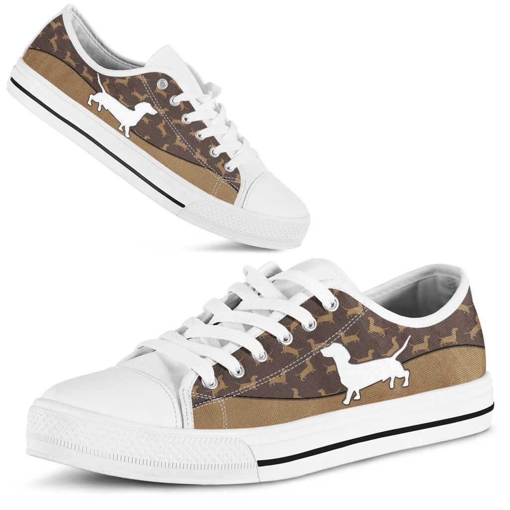 Dachshund Brown Pattern - Low Top Shoe - Love Love Top Shoes