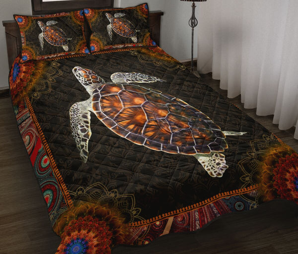 Turtle Mandala Style Quilt Bed Set - Love Quilt Bedding Set