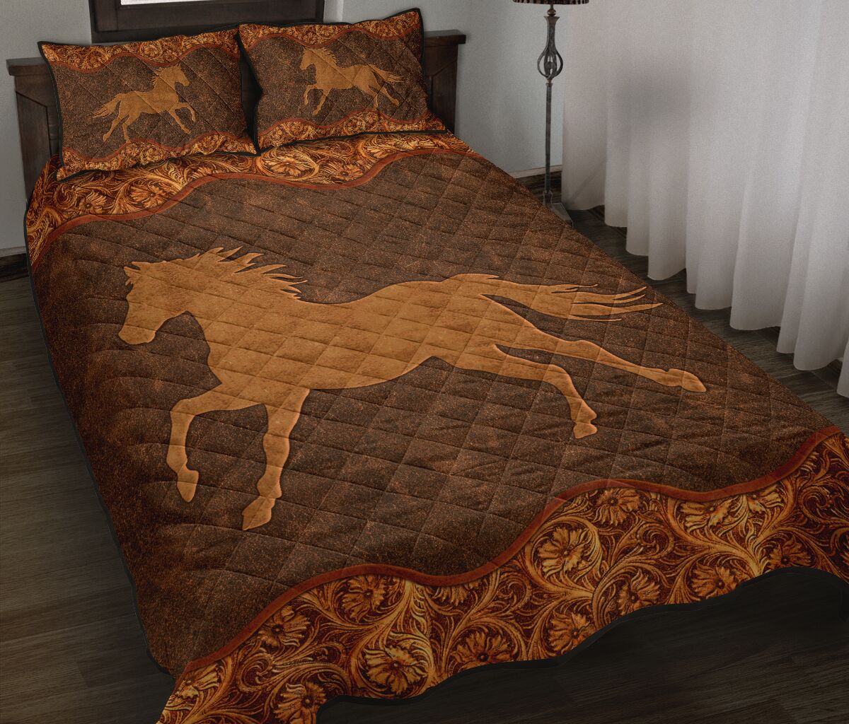 Horse Leather Style Quilt Bed Set - Love Quilt Bedding Set