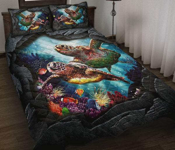 Turtle Art Quilt Bed Set - Love Quilt Bedding Set