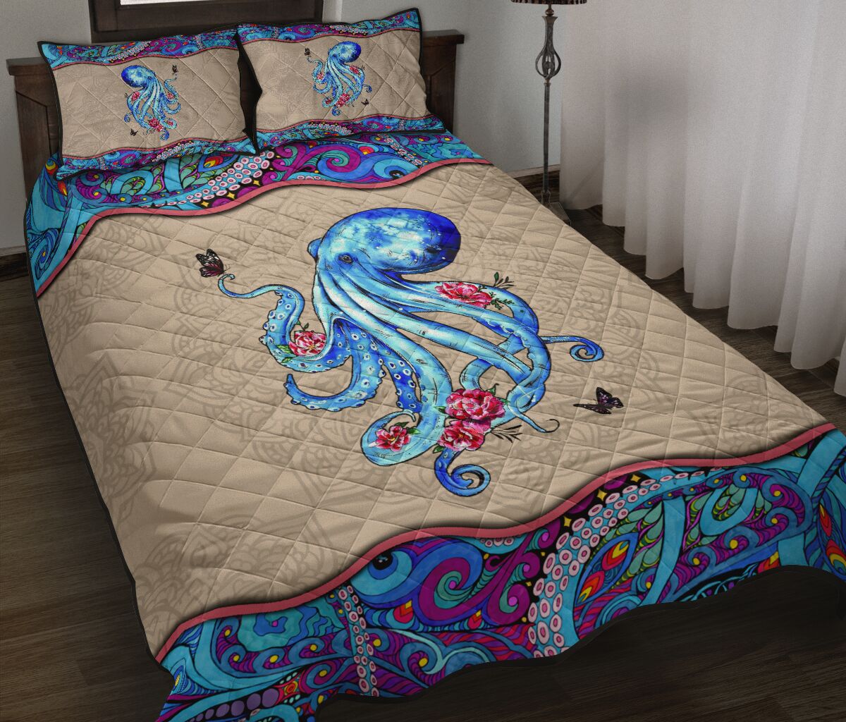 Octopus Color Mandala - Quilt Bed Set - Love Quilt Bedding Set