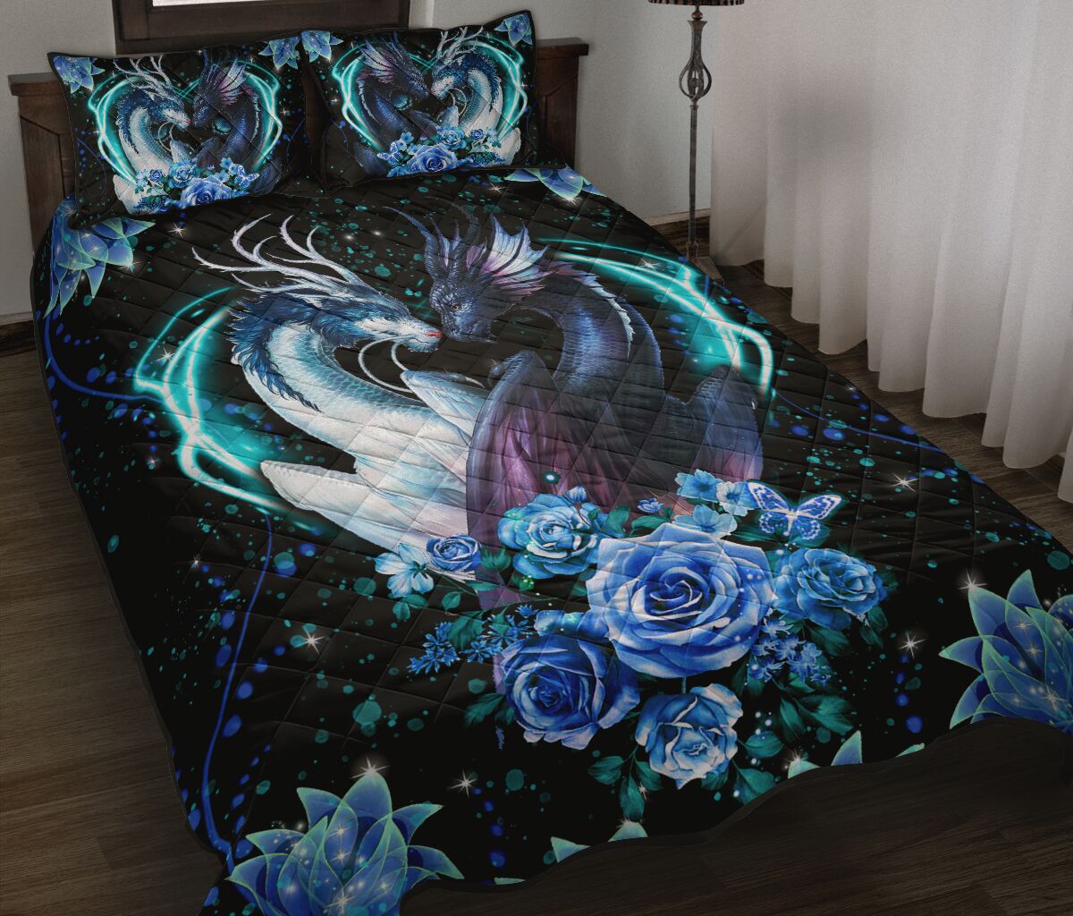 Dragon Flower Quilt Bed Set - Love Quilt Bedding Set