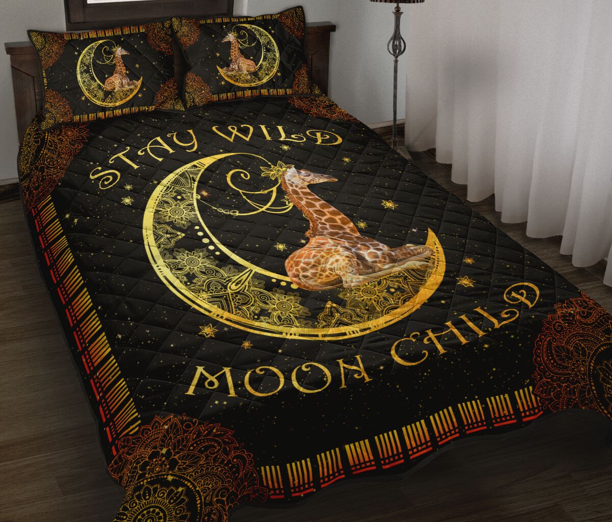 Giraffe Stay Wild Moon Child Quilt Bed Set - Love Quilt Bedding Set