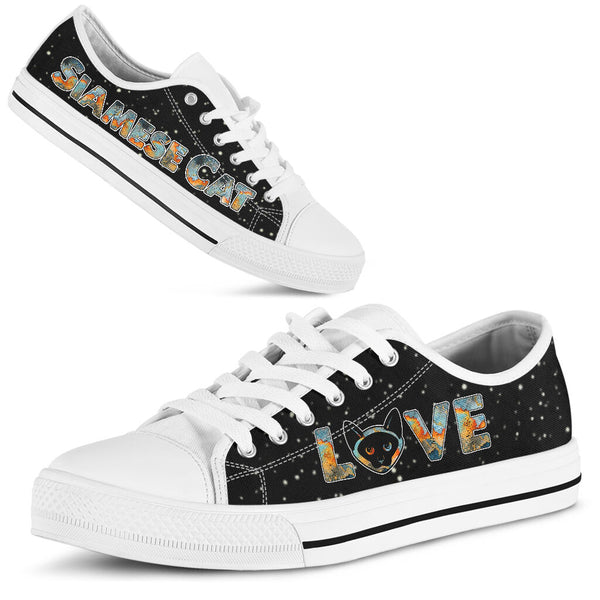 Siamese Cat Watercolor Low Top - Tl Shoes