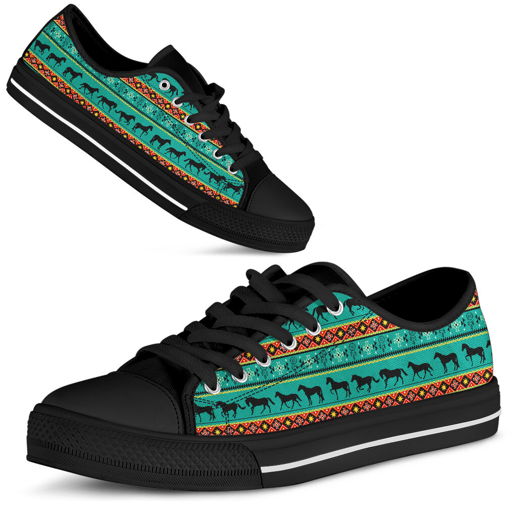 Horse Turquoise Low Top  Shoes