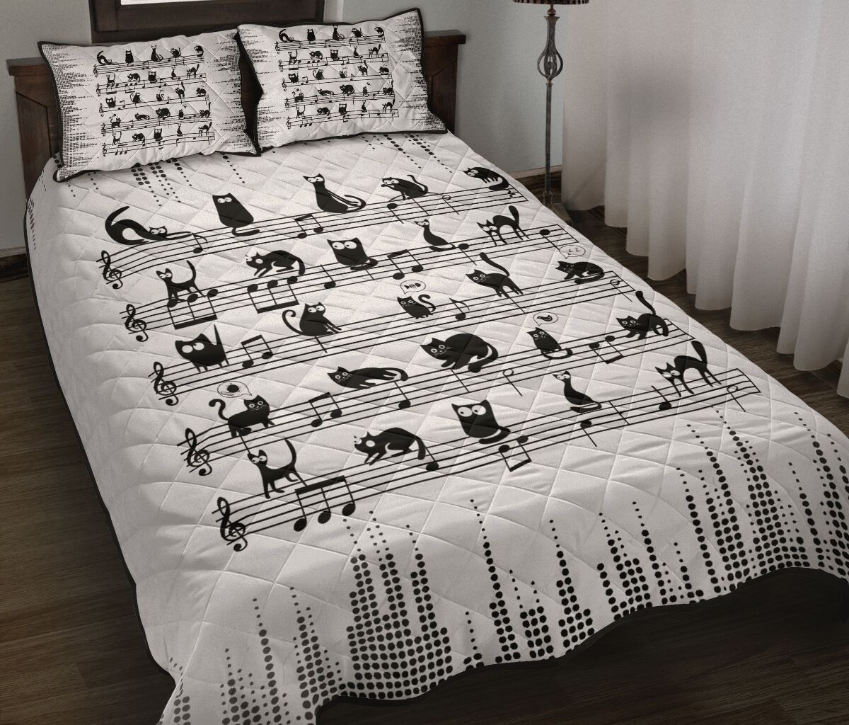 Cats Staves Style Quilt Bed Set - Love Quilt Bedding Set