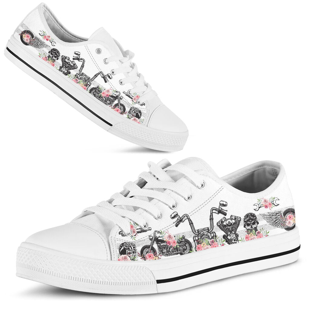 Low Top - Biker - Flower Style Shoe - Love Love Top Shoes
