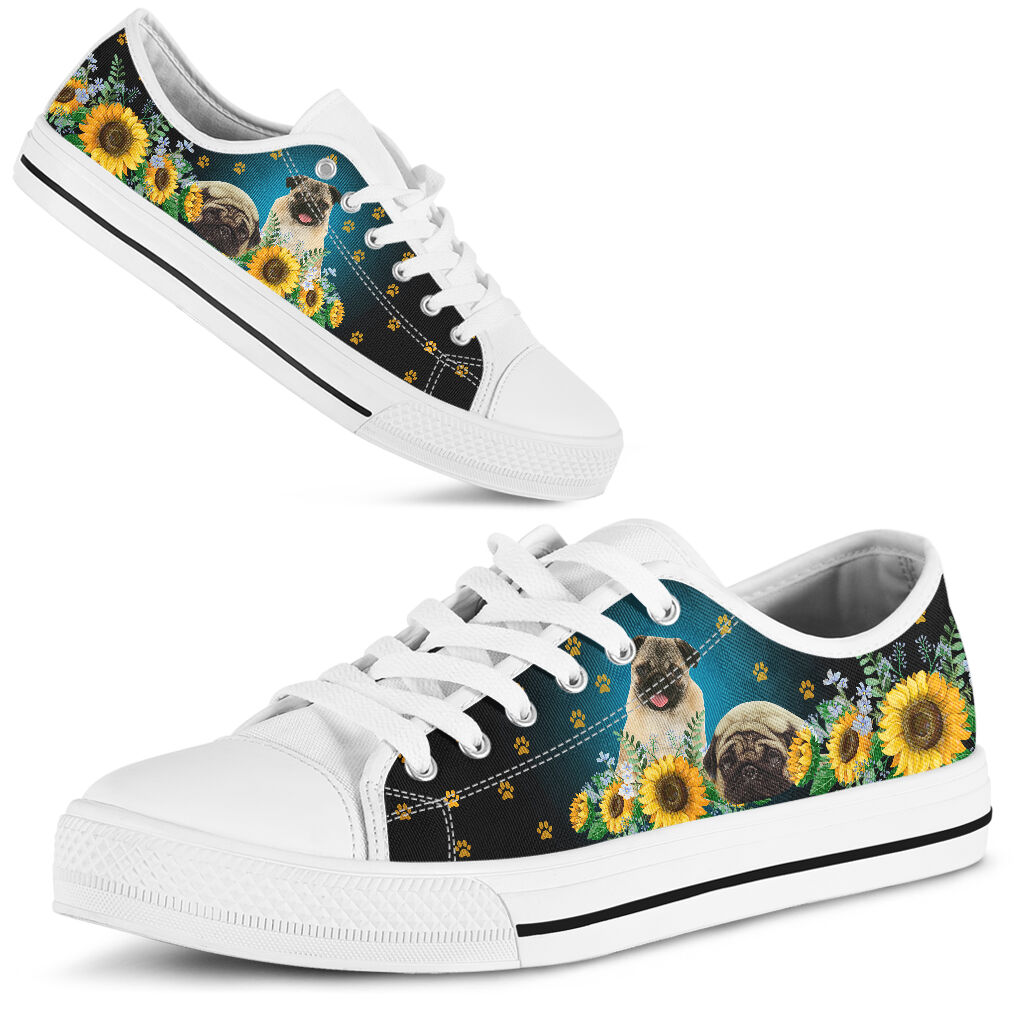 Pug Sunflower - Low Top Shoe - Love Love Top Shoes