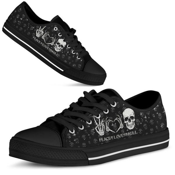 Peace Love Skull Lowtop Shoe - Love Love Top Shoes