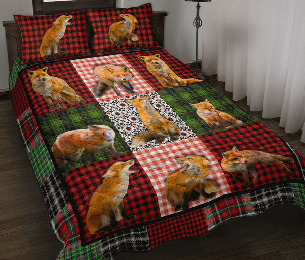 Fox Fabric Style Quilt Bed Set - Love Quilt Bedding Set