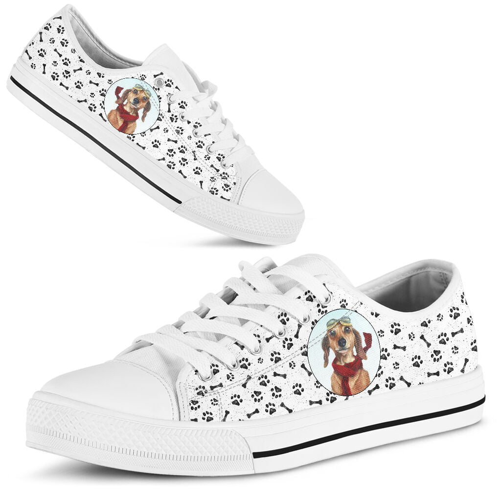 Dachshund Paw And Bone Pattern - Low Top Shoe - Love Love Top Shoes