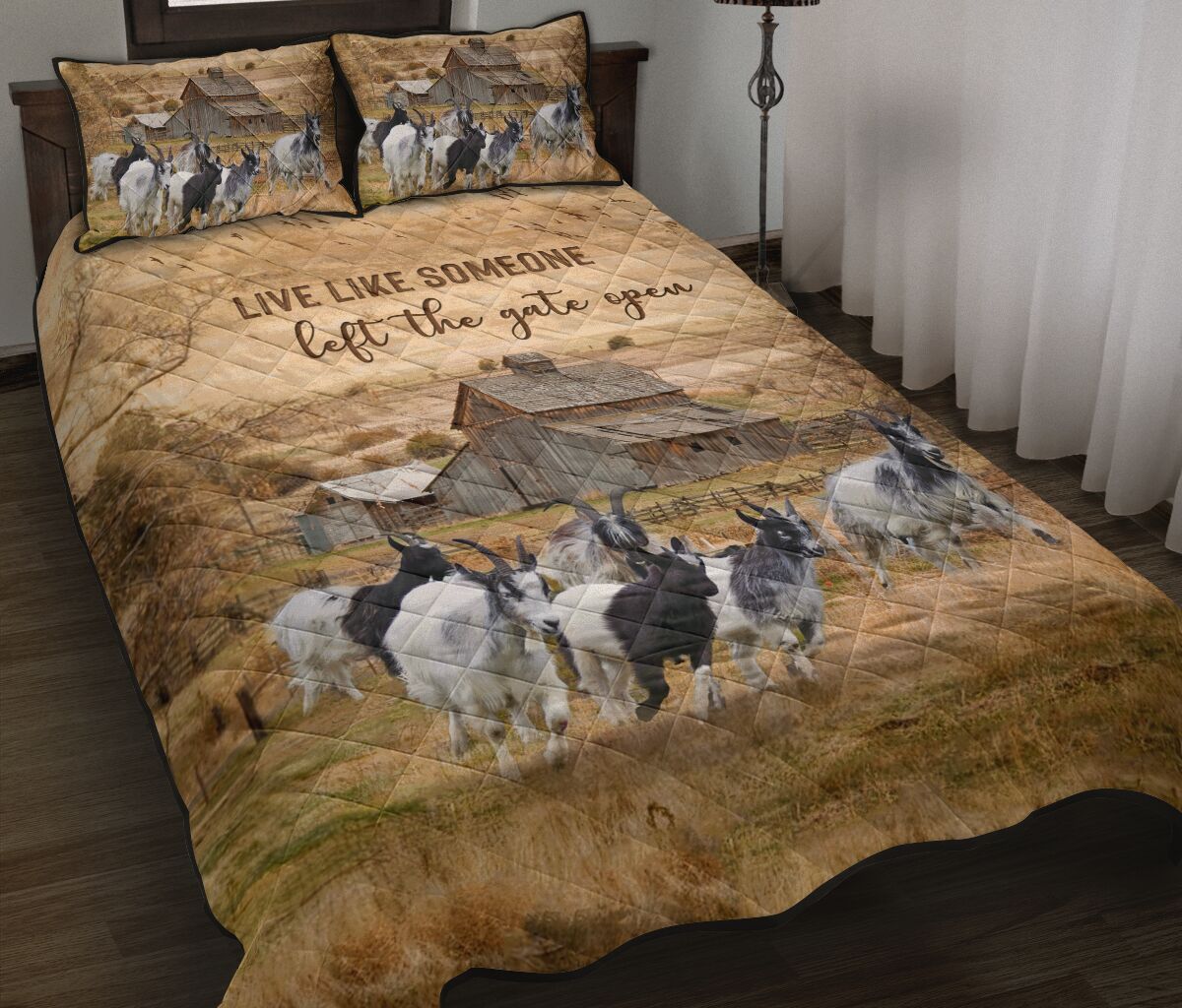 Quilt Bed Set - Goats - Live Like Someone 47 - Love Quilt Bedding Set