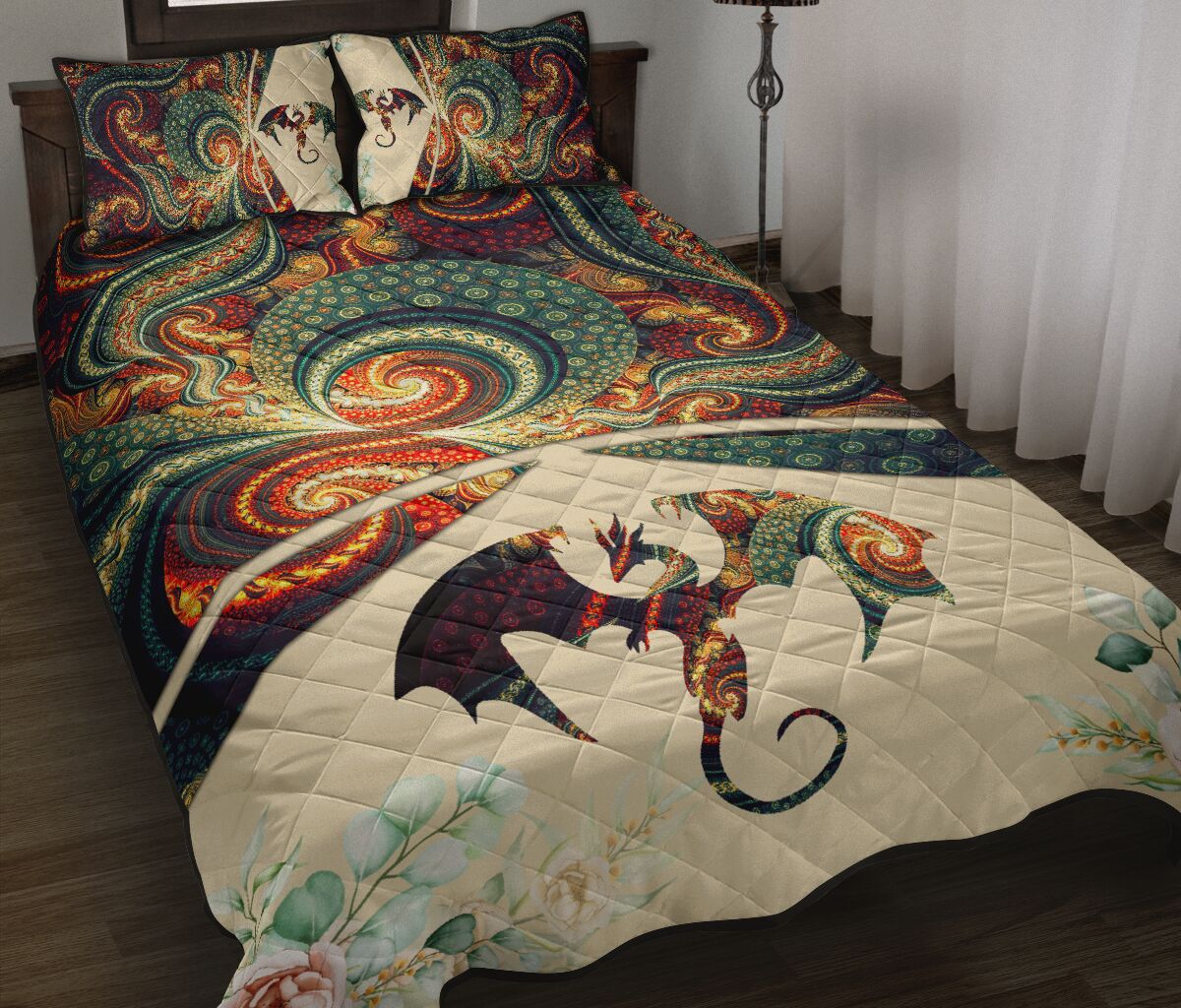 Dragon Abstract Style Quilt Bed Set - Love Quilt Bedding Set
