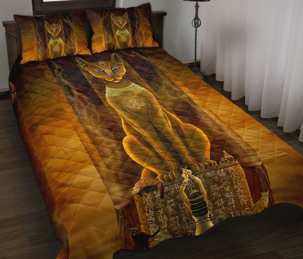 Egyptian Cat Gold - Bed Set- Love Quilt Bedding Set