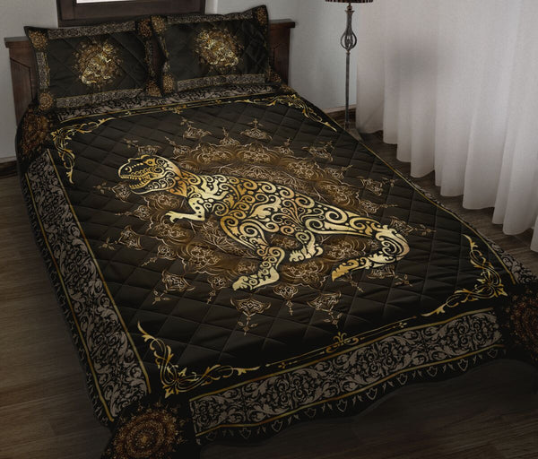 Dinosaur Gold Quilt Bed Set 7- Love Quilt Bedding Set