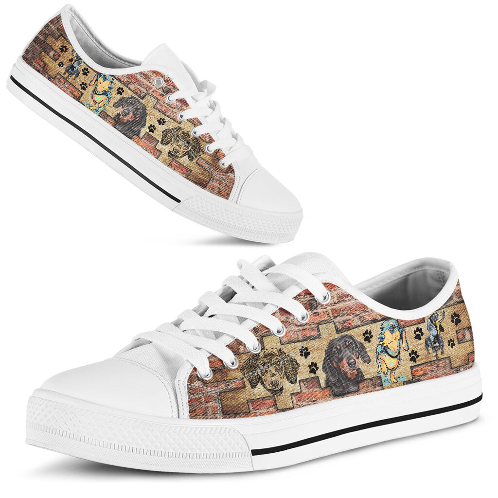 Dachshund Brick Wall - Low Top Shoe - Love Love Top Shoes