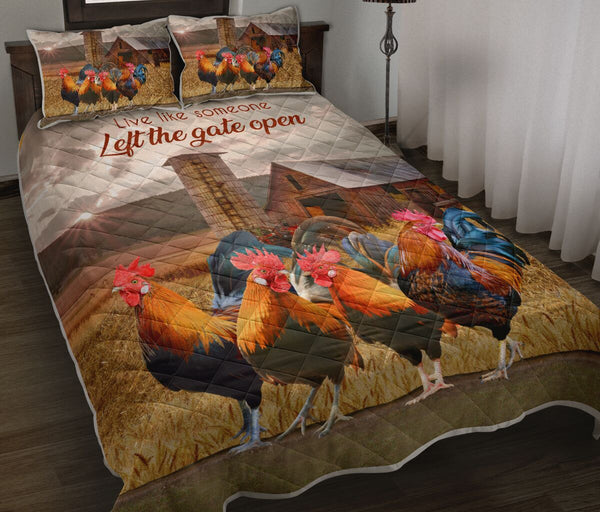 Farmer Chicken Field Quilt Bed Set - Love Quilt Bedding Set