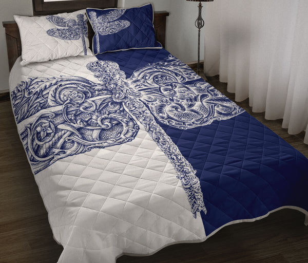 Dragonfly Animal Art Style Quilt Bed Set - Love Quilt Bedding Set