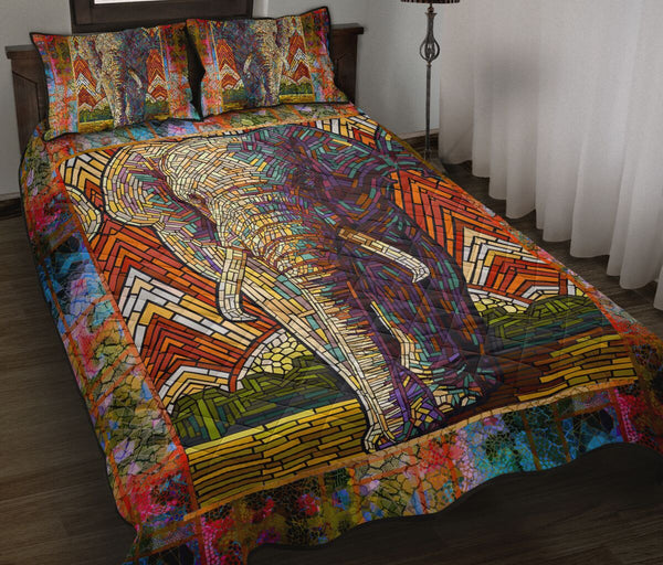 Elephant Paper Mosaic Style Quilt Bed Set - Love Quilt Bedding Set