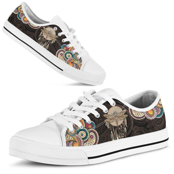 Dragonfly Henna Paisley Low Top White Sole Shoes