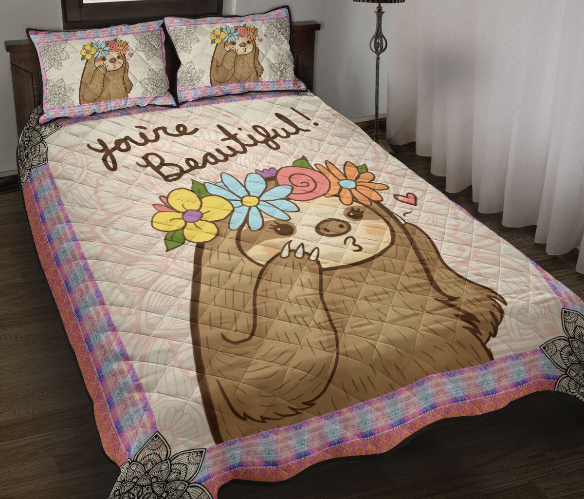 Sloth Quilt Bed Set 85 - Love Quilt Bedding Set