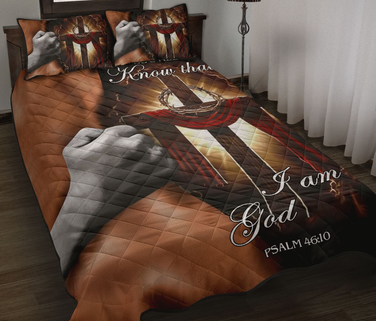God Cross Leather Quilt Bed Set- Love Quilt Bedding Set