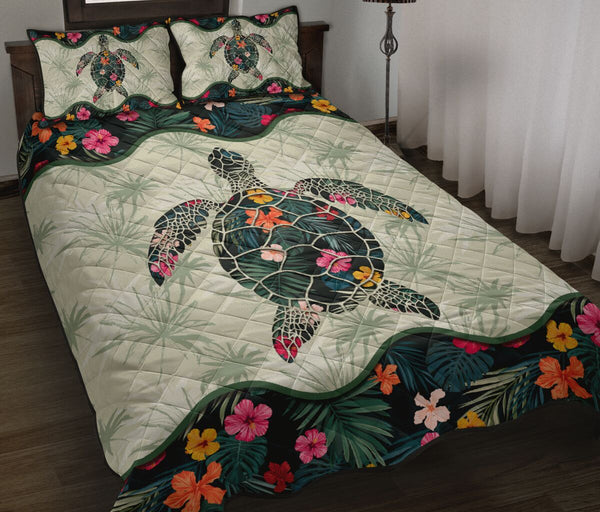 Turtle Tropical Style Quilt Bed Set - Love Quilt Bedding Set