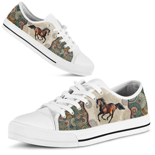 Horse - Vintage Mandala Low Top Shoes