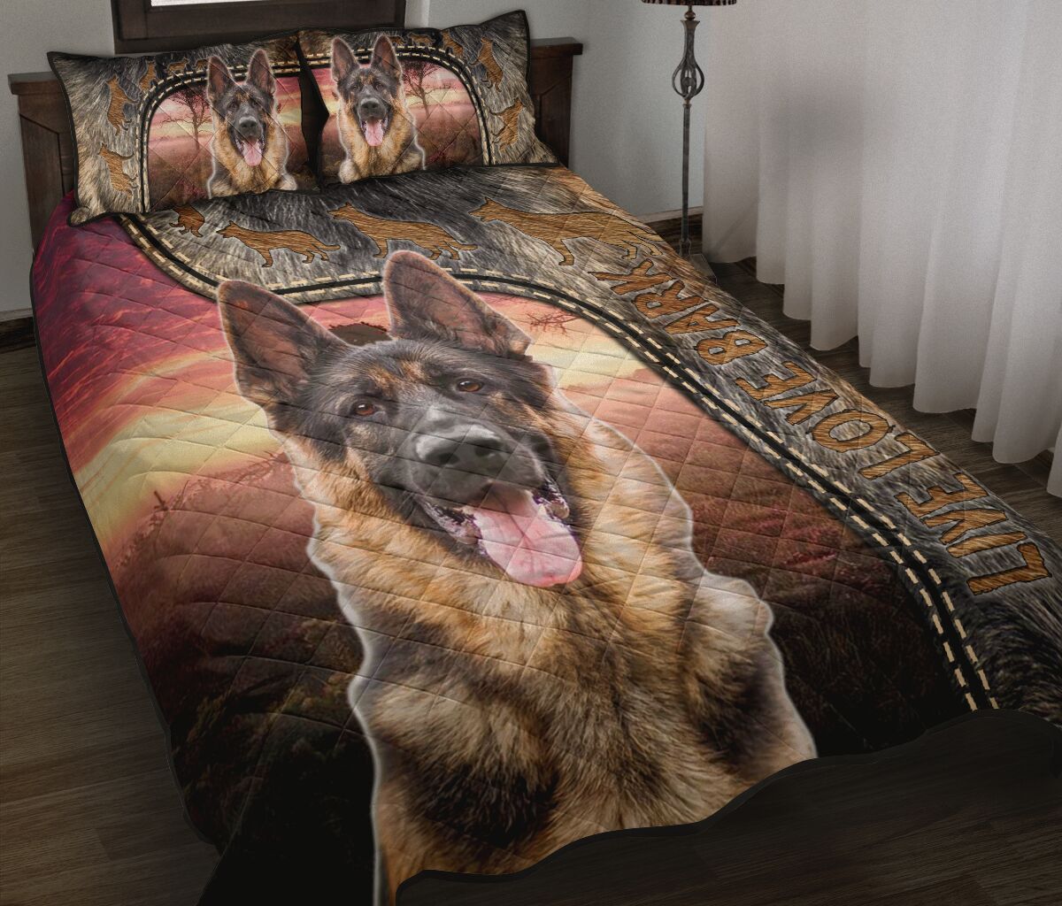 Live Love Bark German Shepherd - Bed Set - Love Quilt Bedding Set