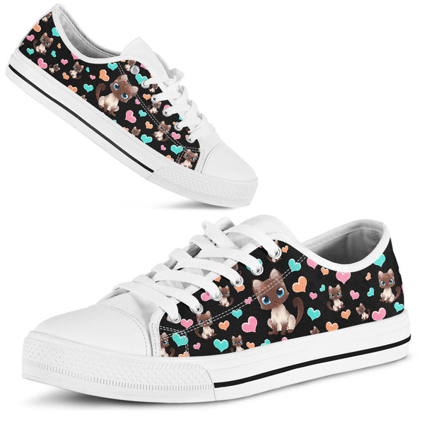 Siamese Cat Heart Low Top Shoes