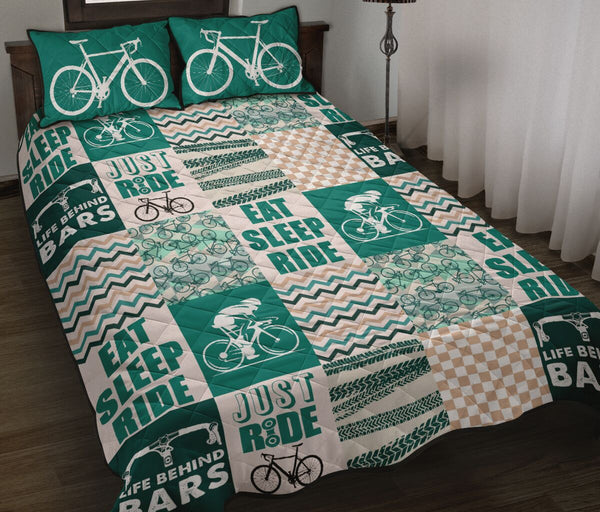 Road Bike Life Cycling Blue Pattern - Bed Set- Love Quilt Bedding Set