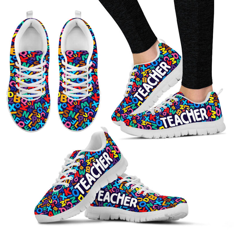 Teacher Abc Pattern Shoes Sneakers, Running Shoes, Shoes For Women, Shoes For Men, Custom Sh- Love Sneakers