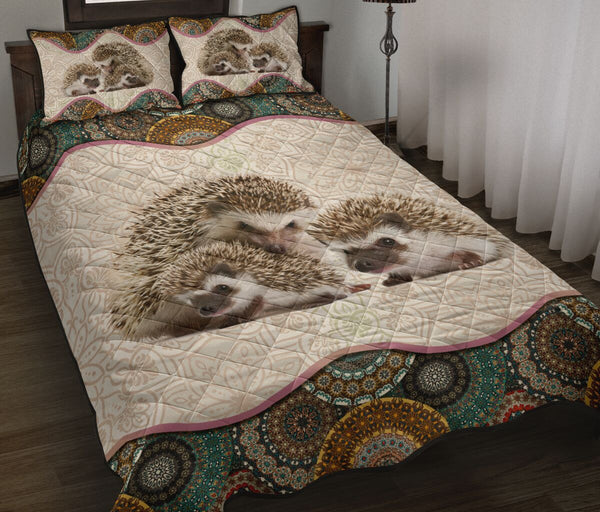 Hedgehog Family Cute Hedgehog - Bed Set - Love Quilt Bedding Set