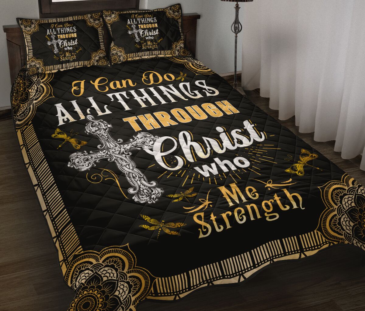 I Can Do All Things Quotes Quilt Bed Set - Love Quilt Bedding Set
