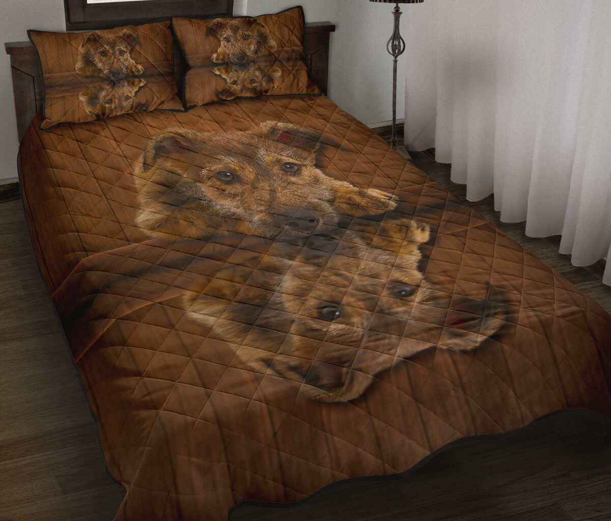 Brindle Lurcher Dog Quilt Bed Set - Love Quilt Bedding Set