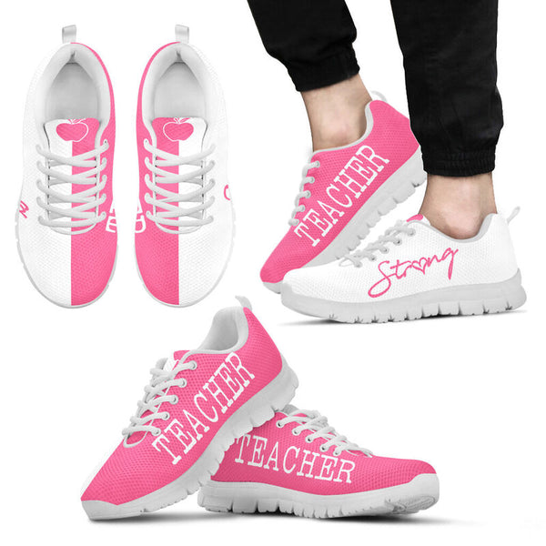 Teacher Strong Pink White Sneakers, Running Shoes, Shoes For Women, Shoes For Men, Custom Sh- Love Sneakers