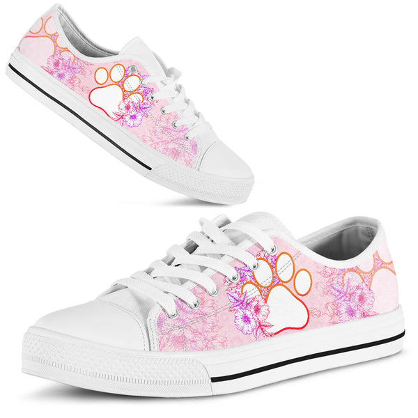 Dog Paw Flower - Low Top Shoe - Love Love Top Shoes