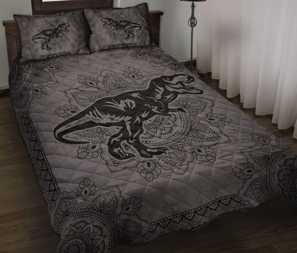 Dinosaur Mandala Grey Quilt Bed Set - Love Quilt Bedding Set