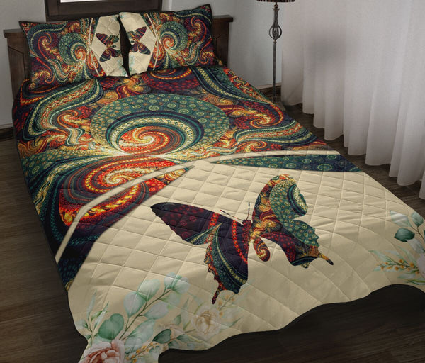 Butterfly Abstract Style Quilt Bed Set - Love Quilt Bedding Set