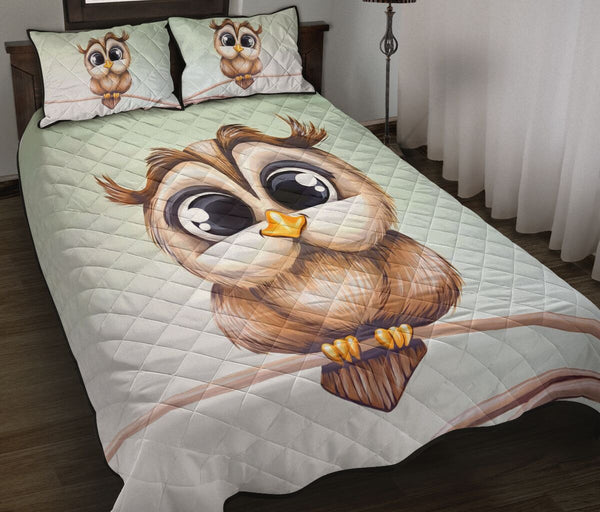 Owl Drawing Quilt Bed Set - Love Quilt Bedding Set