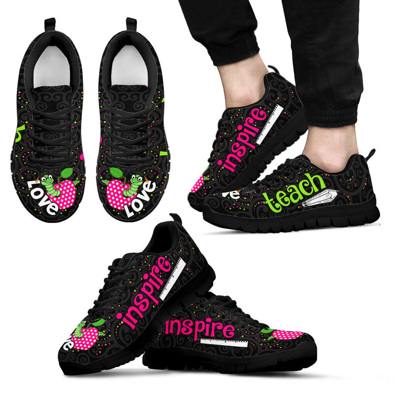 Teach Love Inspire Black Kd Sneakers, Runni- Love Sneakers