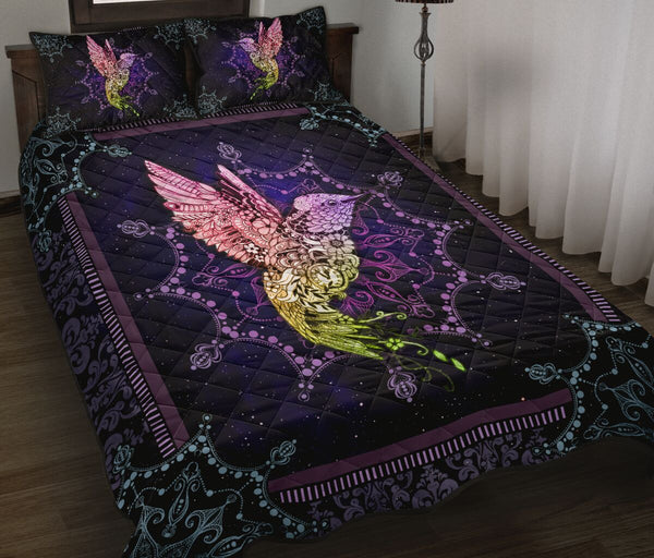 Hummingbird Animal Mandala Quilt Bed Set - Love Quilt Bedding Set