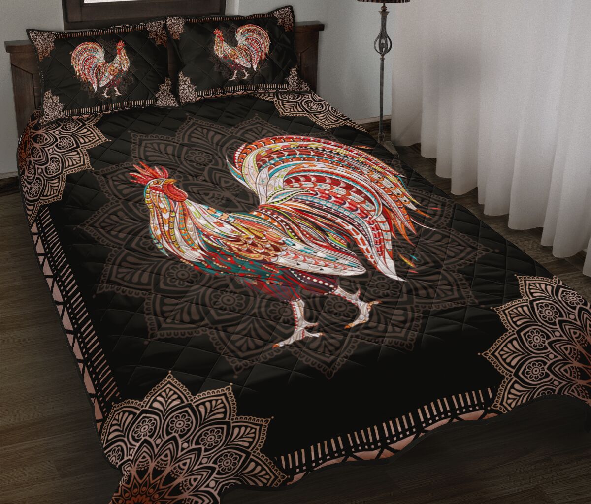 Cock Quilt Bed Set 4 - Love Quilt Bedding Set