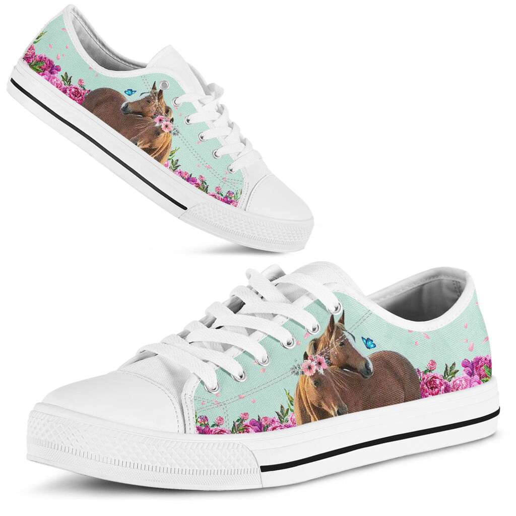 Horse Flower Butterfly Low Top  Shoes