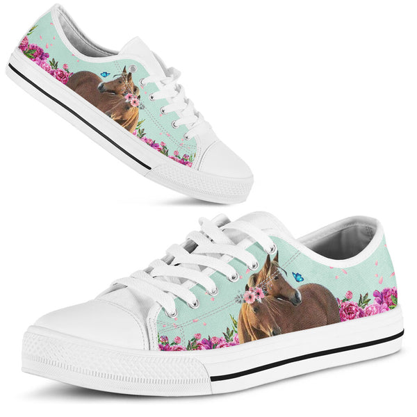 Horse Flower Butterfly Low Top  Shoes