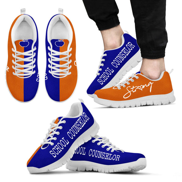 School Counselor Strong  Navy, Burnt Orange Kd Sneakers, Runni- Love Sneakers