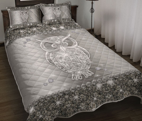 Owl Metal Diamond Light Style Quilt Bed Set - Love Quilt Bedding Set