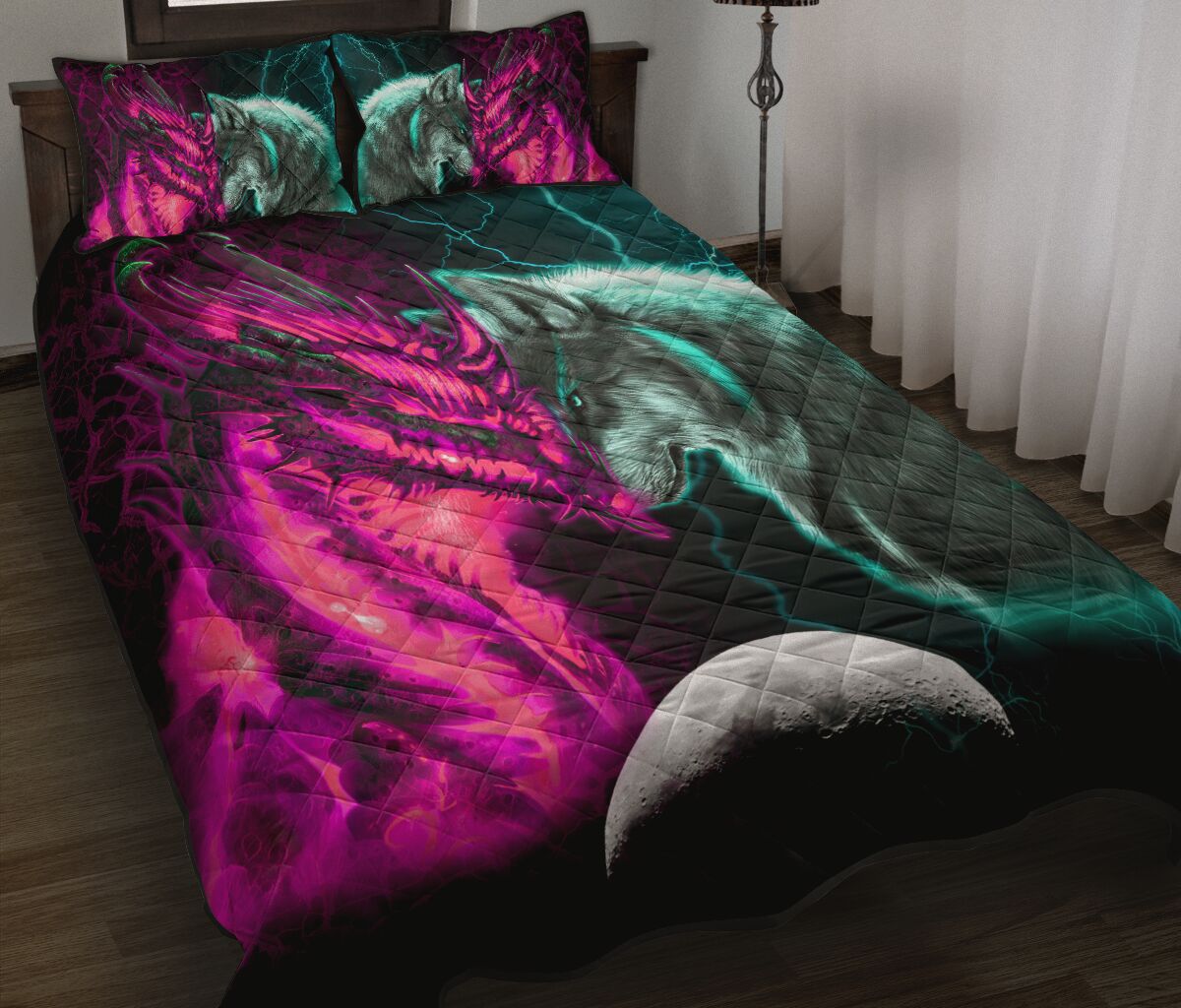 Dragon Wolf Quilt Bed Set - Love Quilt Bedding Set