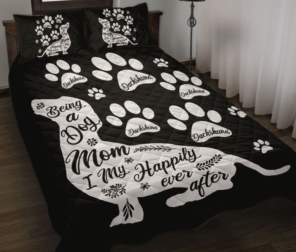 Dachshund Black And White - Bed Set - Love Quilt Bedding Set